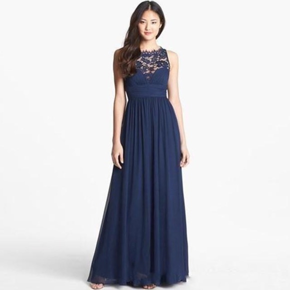 NWT Aidan Mattox Embellished Lace & Silk Chiffon Gown Twilight Blue [ SZ 6‎ ] - Picture 15 of 15